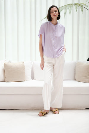 Zoom Ready Rayon Top - Lilac / Rust / White
