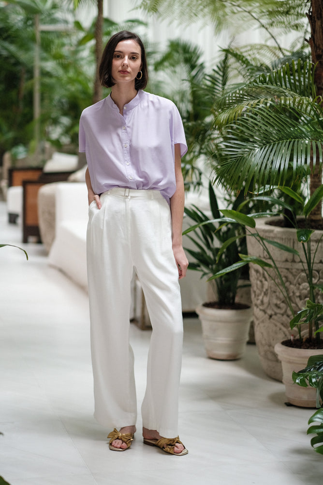 Zoom Ready Rayon Top - Lilac / Rust / White