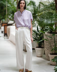Zoom Ready Rayon Top - Lilac / Rust / White