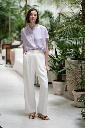 Zoom Ready Rayon Top - Lilac / Rust / White