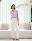 Zoom Ready Rayon Top - Lilac / Rust / White