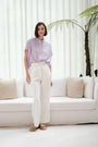 Zoom Ready Rayon Top - Lilac / Rust / White