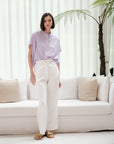 Zoom Ready Rayon Top - Lilac / Rust / White