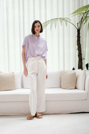 Zoom Ready Rayon Top - Lilac / Rust / White