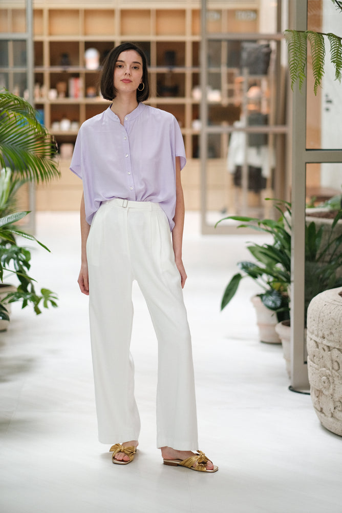 Zoom Ready Rayon Top - Lilac / Rust / White