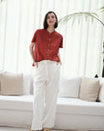 Zoom Ready Rayon Top - Lilac / Rust / White