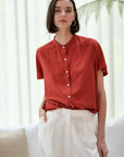 Zoom Ready Rayon Top - Lilac / Rust / White