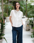 Zoom Ready Rayon Top - Lilac / Rust / White