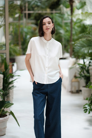 Zoom Ready Rayon Top - Lilac / Rust / White