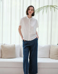 Zoom Ready Rayon Top - Lilac / Rust / White