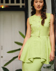 Ellen Peplum Skirt Set - Blush Gingham / Green Floral