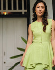 Ellen Peplum Skirt Set - Blush Gingham / Green Floral
