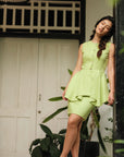 Ellen Peplum Skirt Set - Blush Gingham / Green Floral