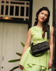 Ellen Peplum Skirt Set - Blush Gingham / Green Floral