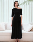 Maia Asymmetrical Maxi Dress - Black / Purple