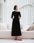 Maia Asymmetrical Maxi Dress - Black / Purple