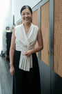 Aira Pleated Vest - Cream / Black / Pink