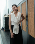 Aira Pleated Vest - Cream / Black / Pink