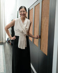 Aira Pleated Vest - Cream / Black / Pink