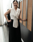 Aira Pleated Vest - Cream / Black / Pink