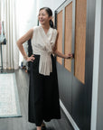 Aira Pleated Vest - Cream / Black / Pink