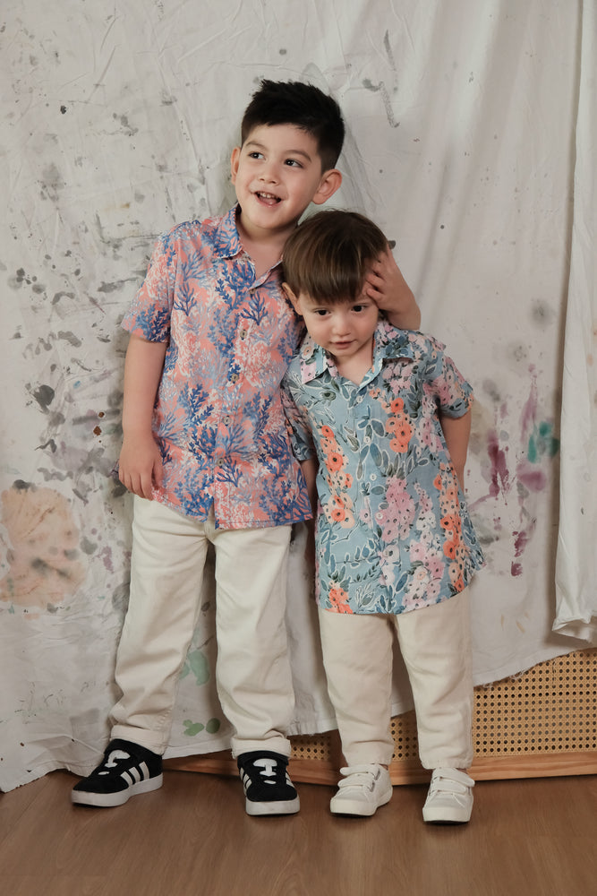 Lil' Man Lyon Shirt - Blue Floral