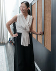 Aira Pleated Vest - Cream / Black / Pink