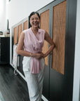 Aira Pleated Vest - Cream / Black / Pink