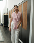 Aira Pleated Vest - Cream / Black / Pink