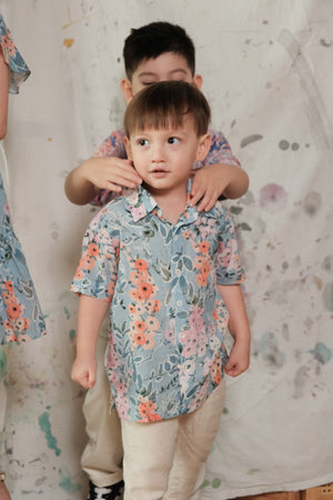 Lil' Man Lyon Shirt - Blue Floral