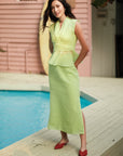 Viola Textured Maxi Skirt Set - Lime / White