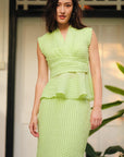 Viola Textured Maxi Skirt Set - Lime / White