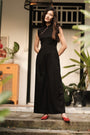 Ava Maxi Jumpsuit - Black / Royal Purple ( Pre-order )