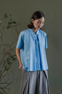 Aoi Collared Shirt - Sky Blue / Black BACKORDER
