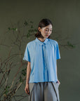 Aoi Collared Shirt - Sky Blue / Black BACKORDER