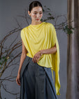 Yohaku Drape Top - White / Yellow