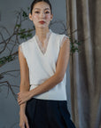 Risa Lace Trim Tank - Black / White BACKORDER