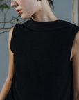 Kumi Low Back Jersey Top - Black / White