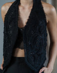 Bi Silk Beaded Vest - Black / Off White