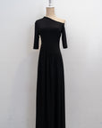 Maia Asymmetrical Maxi Dress - Black / Purple
