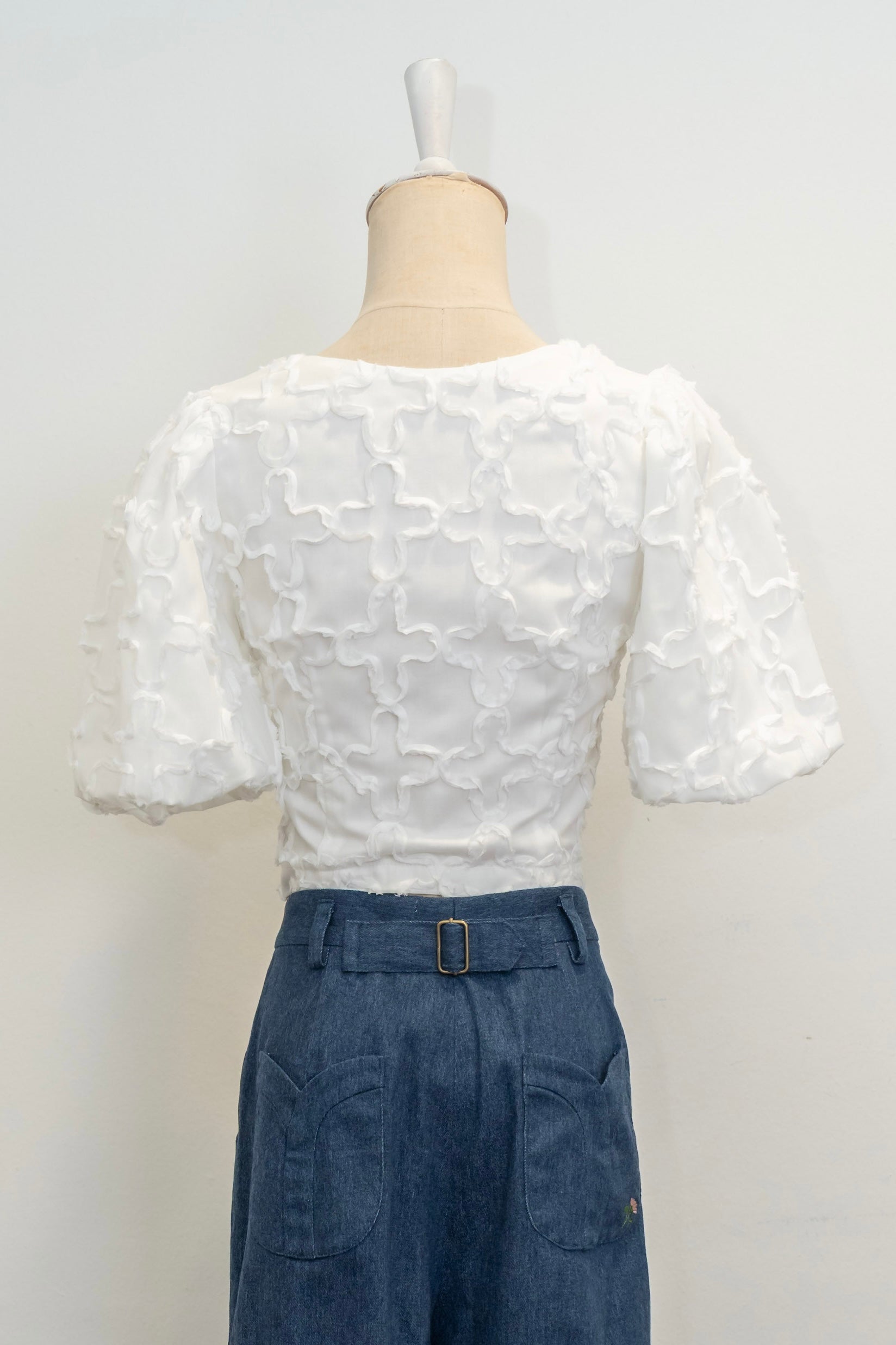 Tamara Reversible Crop Top - Textured Quatrefoil