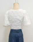 Tamara Reversible Crop Top - Textured Quatrefoil