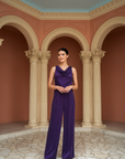Jess Cupro Jumpsuit - Garnet / Royal Purple / Black
