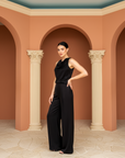 Jess Cupro Jumpsuit - Garnet / Royal Purple / Black