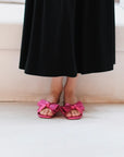 Estelle Knotted Slides - Gold / Fuchsia