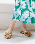 Estelle Knotted Slides - Gold / Fuchsia