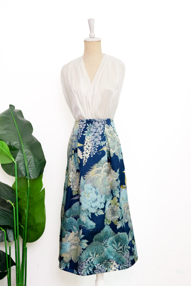 Blue Phoenix Brocade Skirt (BACKORDER)