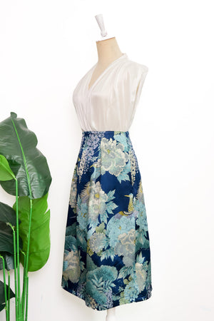 Blue Phoenix Brocade Skirt (BACKORDER)