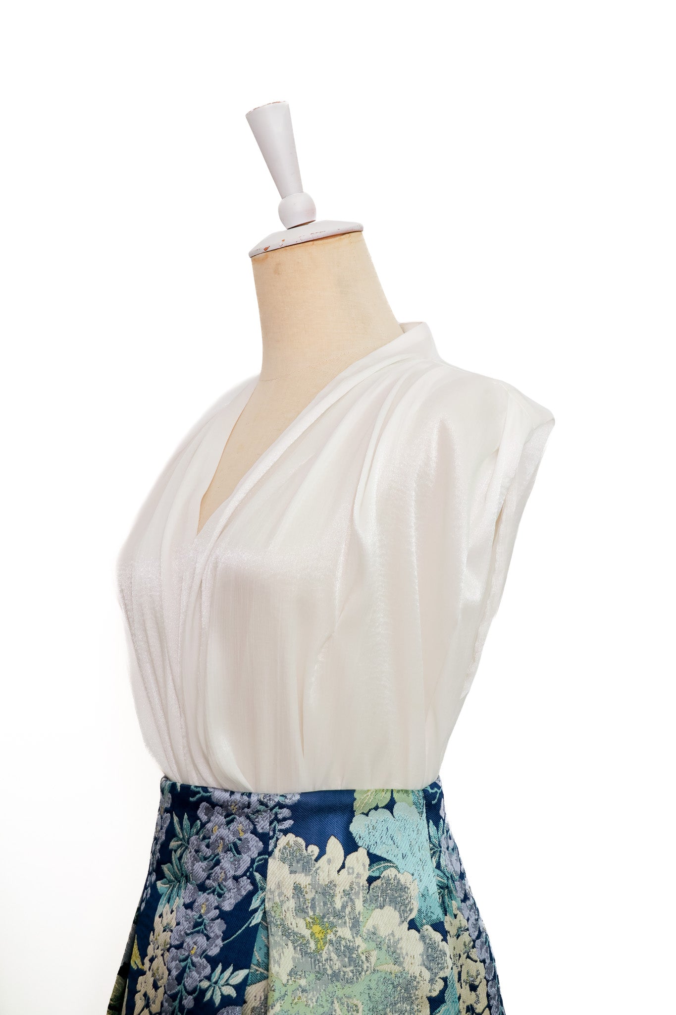 Crystal Pleated V-Neck Top