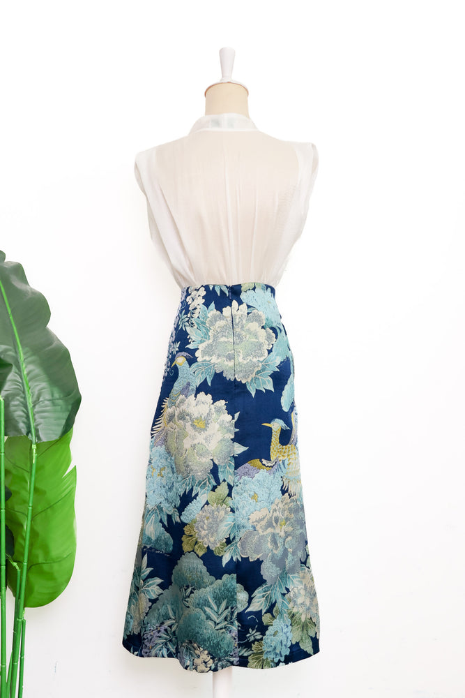 Blue Phoenix Brocade Skirt